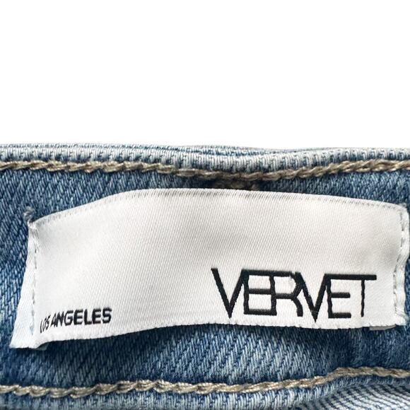 Vervet Skinny Jeans Women's Sz 27 Blue Raw hem High Rise Bodycon distressed - Picture 3 of 10